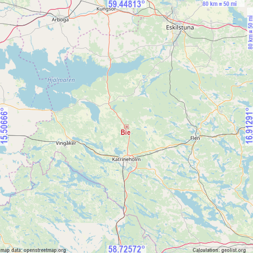 Bie on map