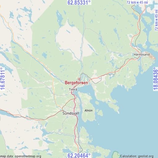 Bergeforsen on map