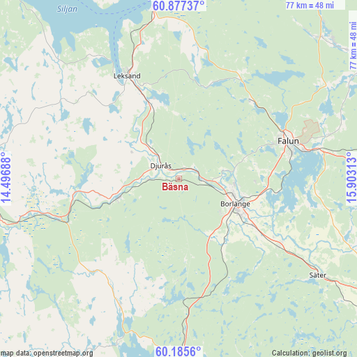 Bäsna on map