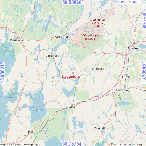 Baggetorp on map