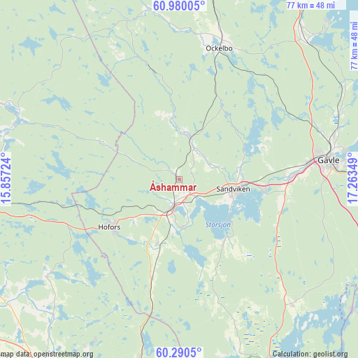 Åshammar on map