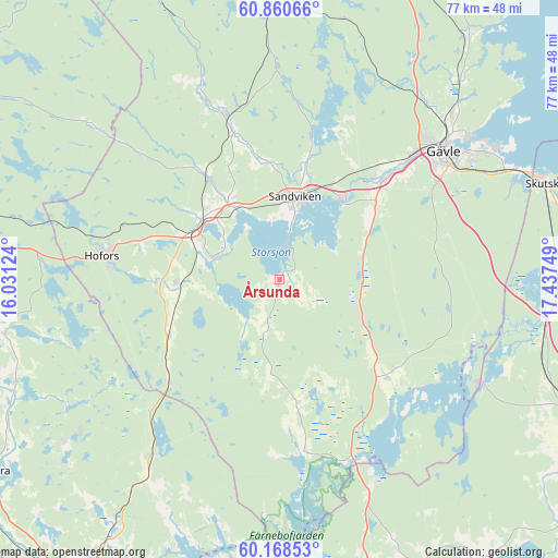 Årsunda on map