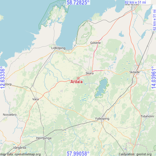 Ardala on map