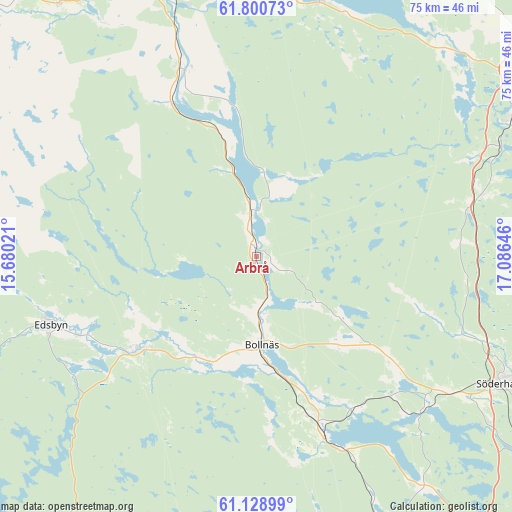 Arbrå on map