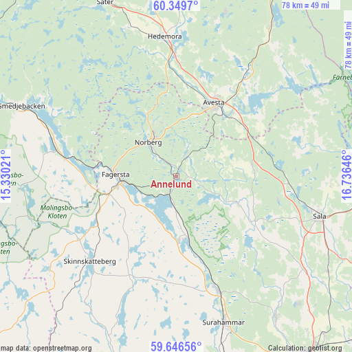 Annelund on map