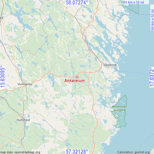 Ankarsrum on map