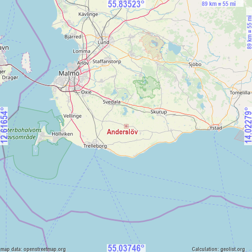 Anderslöv on map