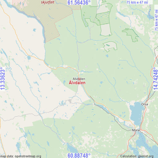 Älvdalen on map