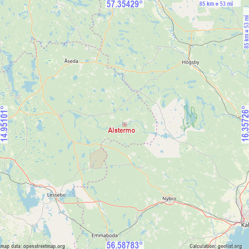 Alstermo on map