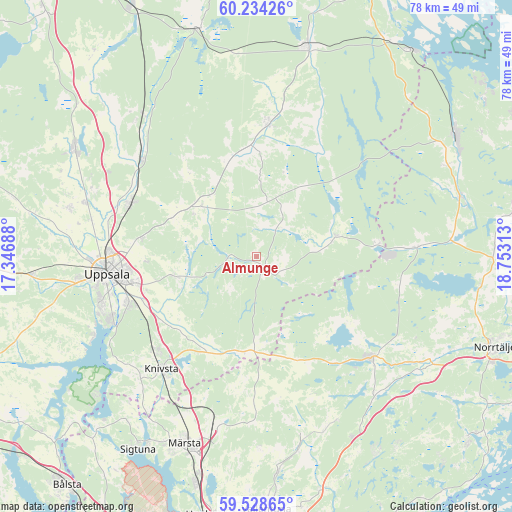 Almunge on map