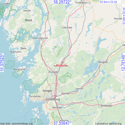 Alafors on map