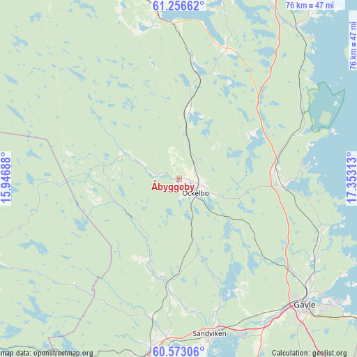 Åbyggeby on map