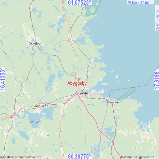 Åbyggeby on map