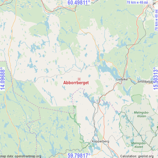 Abborrberget on map