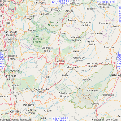 Viseu on map