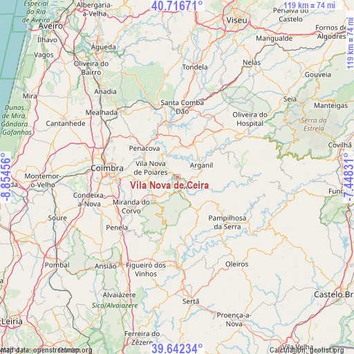 Vila Nova de Ceira on map