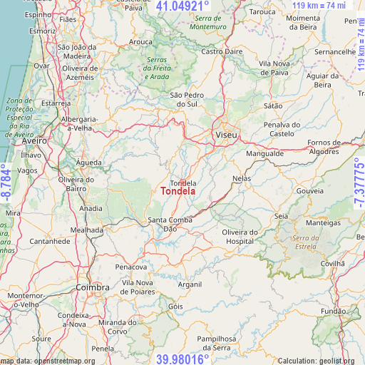 Tondela on map