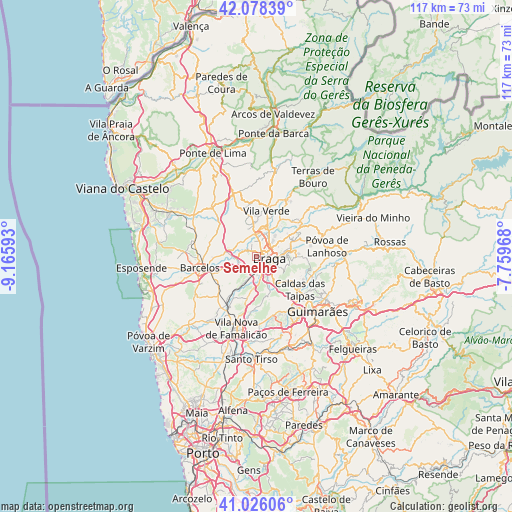 Semelhe on map