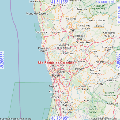 São Romão do Coronado on map