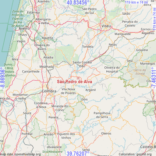 São Pedro de Alva on map