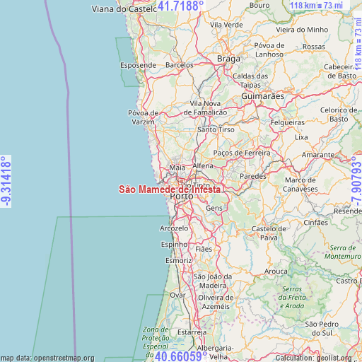 São Mamede de Infesta on map