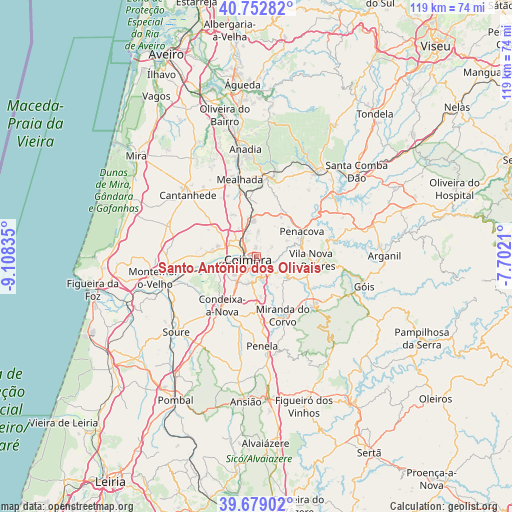 Santo António dos Olivais on map