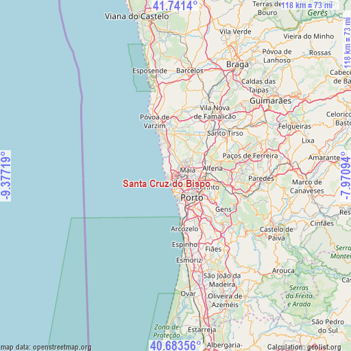 Santa Cruz do Bispo on map