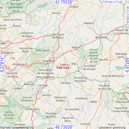 Sabrosa on map