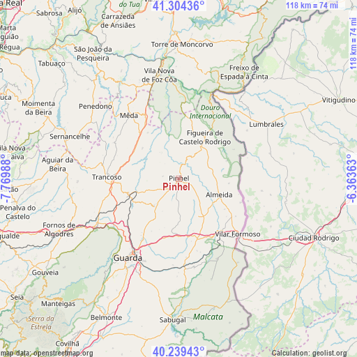 Pinhel on map