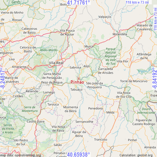 Pinhão on map