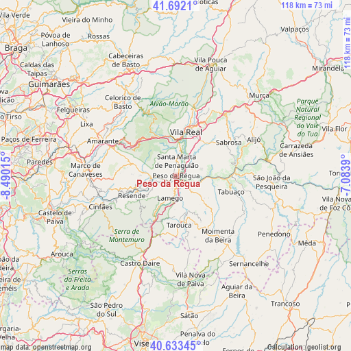 Peso da Régua on map