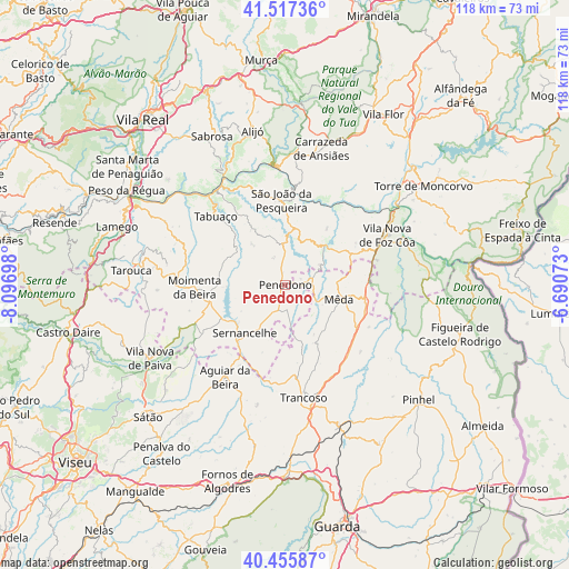 Penedono on map