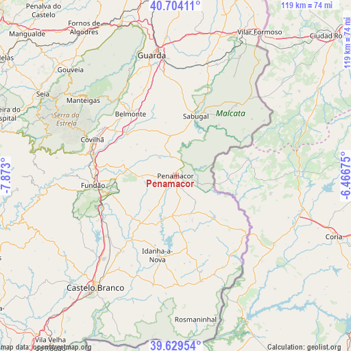 Penamacor on map