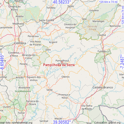 Pampilhosa da Serra on map