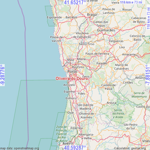 Oliveira do Douro on map