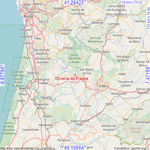 Oliveira de Frades on map