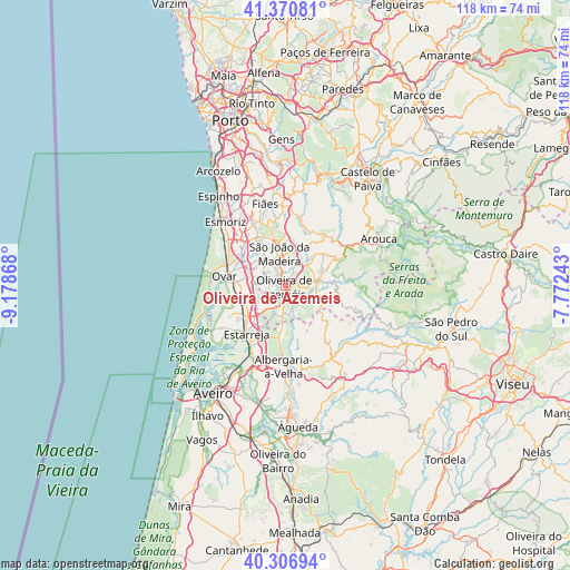 Oliveira de Azemeis on map