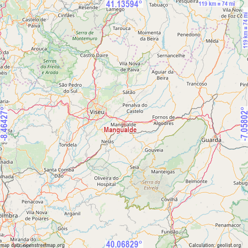 Mangualde on map