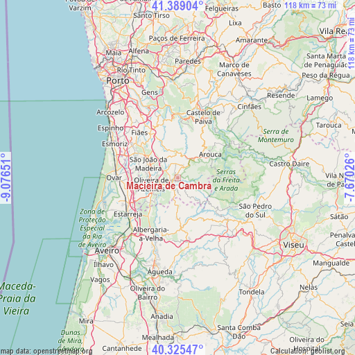 Macieira de Cambra on map