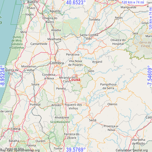 Lousã on map