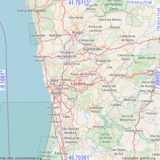 Lordelo on map