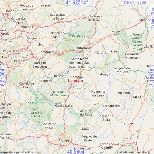 Lamego on map