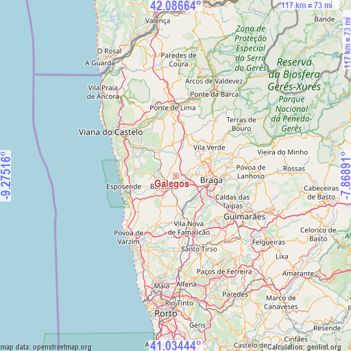 Galegos on map