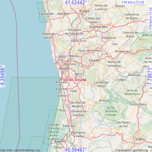 Foz do Sousa on map