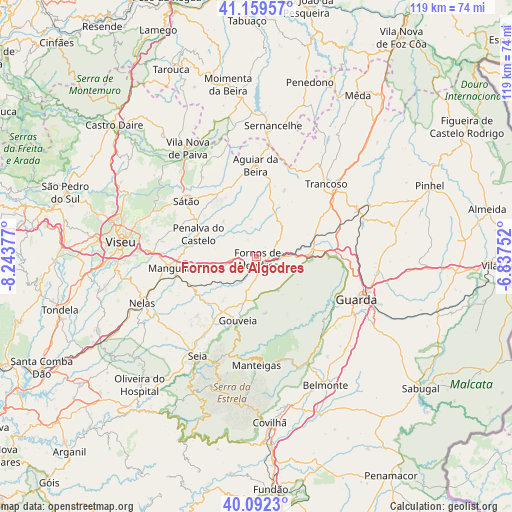 Fornos de Algodres on map