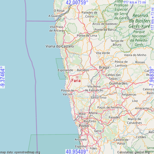 Faria on map