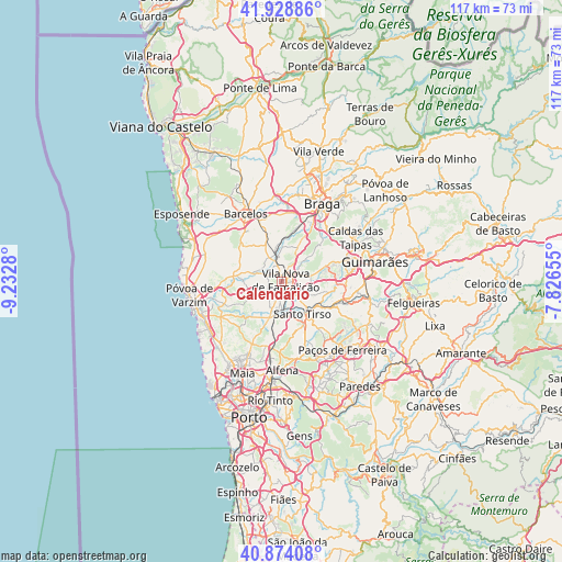 Calendário on map