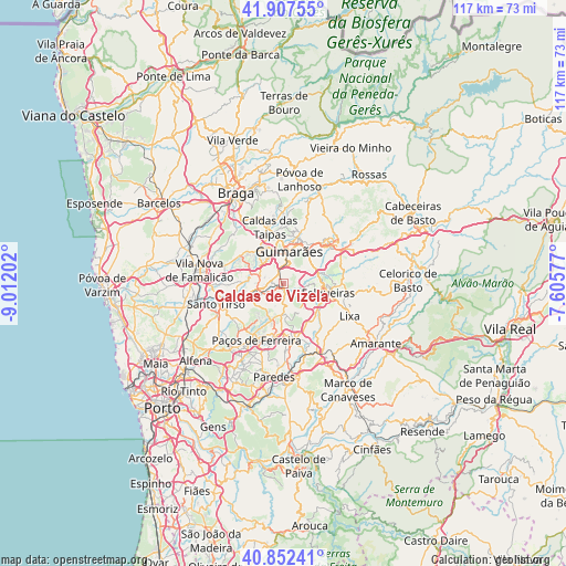 Caldas de Vizela on map
