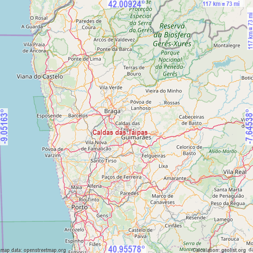 Caldas das Taipas on map