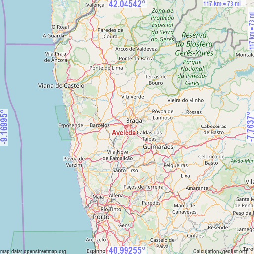 Aveleda on map